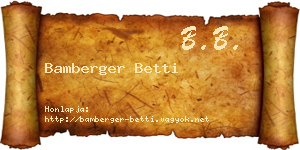 Bamberger Betti névjegykártya